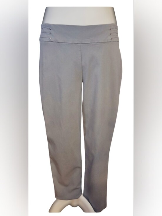 JM Collection Pants - JM Collection NWOT Gray Tummy Control Pull On Pants Studded Waist Size M